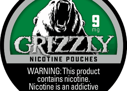 GRIZZLY NICOTINE POUCHES 9MG  5ROLLS