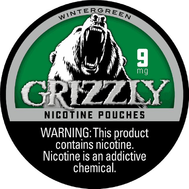 GRIZZLY NICOTINE POUCHES 9MG WINTERGREEN 5ROLLS