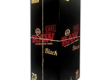 RAW CLASSIC BLACK KING SIZE CONE 75COUNT