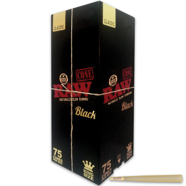 RAW CLASSIC BLACK KING SIZE CONE 75COUNT