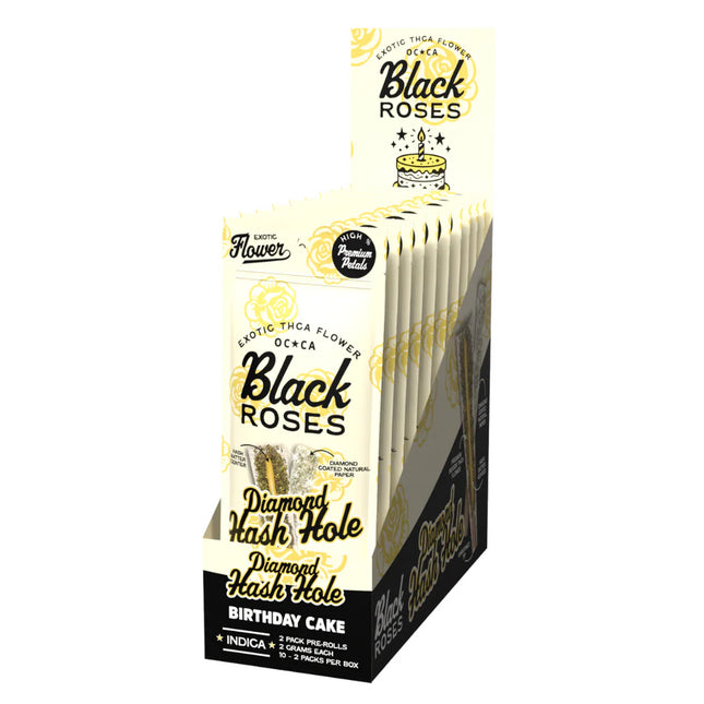 BLACK ROSES 2GRAM DIAMOND HASH HOLES PRE-ROLL BIRTHDAY CAKE 10PK