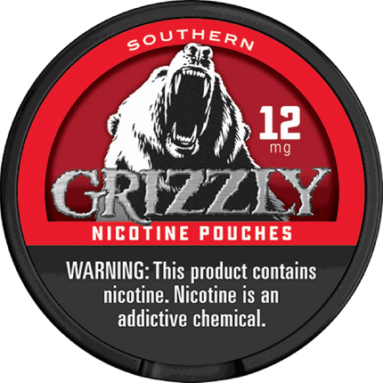 GRIZZLY NICOTINE POUCHES 12MG SOUTHERN 5ROLLS