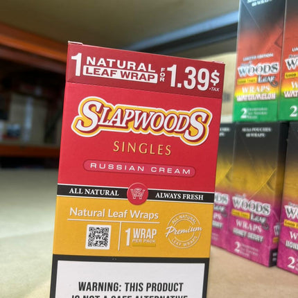 SLAPWOODS SINGLES RUSSIAN CREAM - 20 PACK PER BOX - PREPRICED 1/$1.39