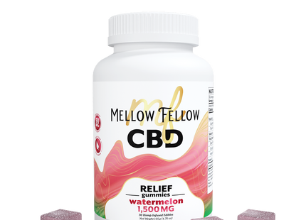 MELLOW FELLOW CBD 1500MG RELIEF GUMMIES WATERMELON 30 COUNT