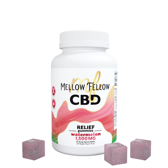 MELLOW FELLOW CBD 1500MG RELIEF GUMMIES WATERMELON 30 COUNT