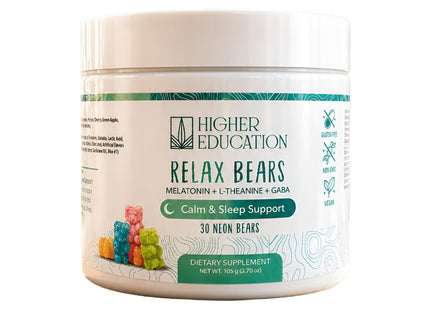 HIGHER EDUCATION RELAX BEARS CALM & SLEEP GUMMIES 30COUNT JAR