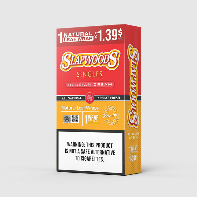 SLAPWOODS SINGLES RUSSIAN CREAM - 20 PACK PER BOX - PREPRICED 1/$1.39