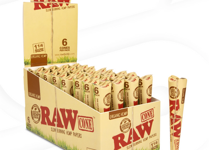 RAW ORGANIC 1 1/4 SIZE CONES 32 x 6PACK