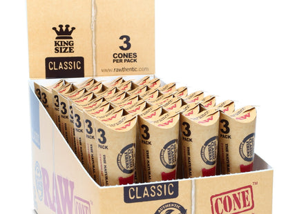 RAW CLASSIC KING SIZE CONES 32 x 3COUNT