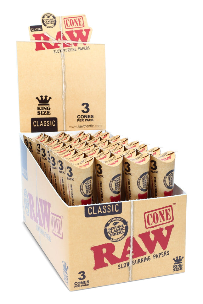 RAW CLASSIC KING SIZE CONES 32 x 3COUNT
