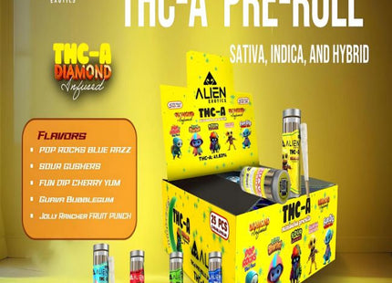 ALIEN EXOTICS THC-A DIAMOND INFUSED PRE ROLLS YELLOW BOX 25JARS