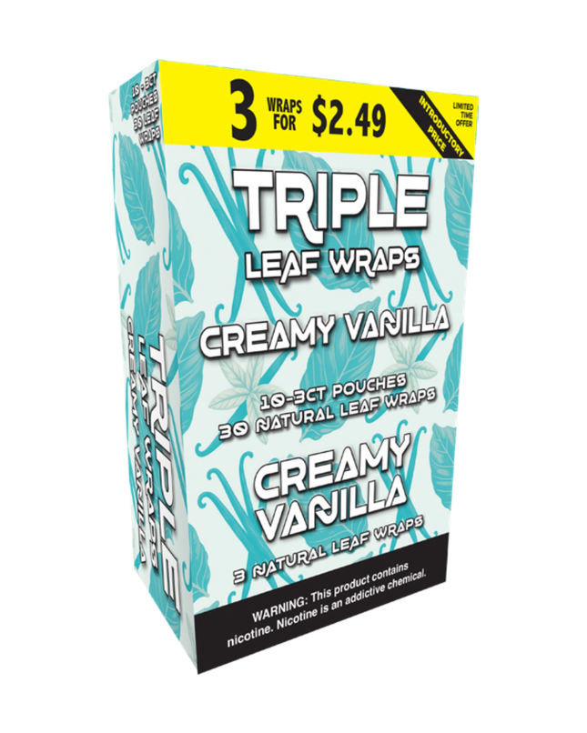 TRIPLE LEAF WRAPS 3 FOR $2.49 CREAMY VANILLA - 10 PACK