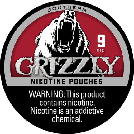 GRIZZLY NICOTINE POUCHES 9MG SOUTHERN 5ROLLS