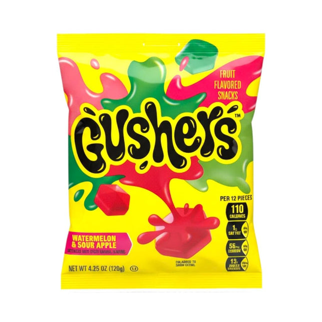 GUSHERS 4.25oZ FRUIT FLAVOR SNACK WATERMELON & SOUR APPLE 8PACKS