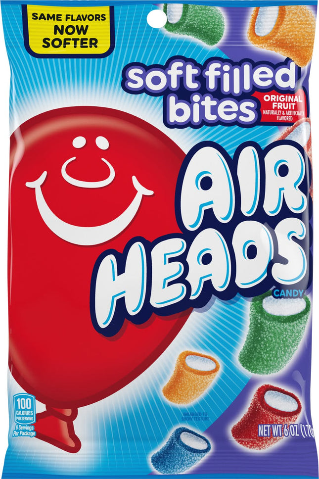 AIR HEADS XTREMES CANDY SOFT FILLED BITES ORIGINAL FRUIT 6 OZ