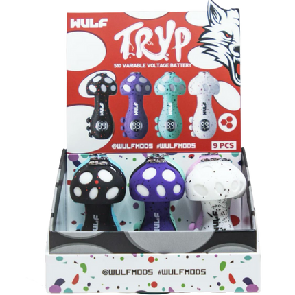 WULF TRYP MUSHROOM SHAPED 510 VOLTAGE BATTERY 9 COUNT