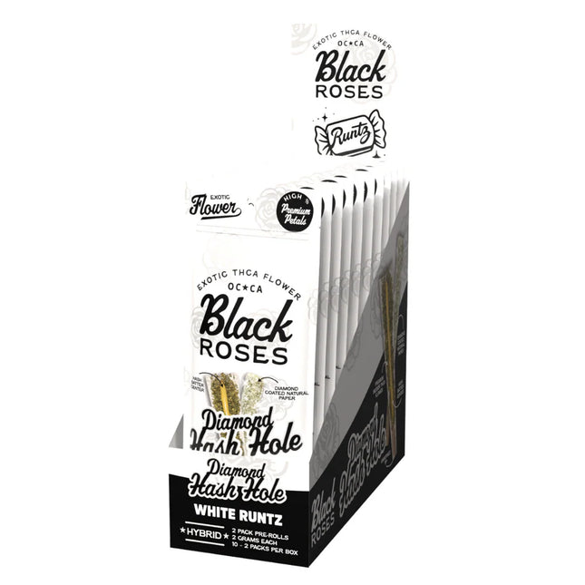 BLACK ROSES 2GRAM DIAMOND HASH HOLES PRE-ROLL WHITE RUNTZ 10PK