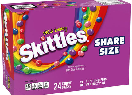SKITTLES 4oZ CANDY SHARE SIZE WILD BERRY 24PACKS