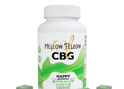 MELLOW FELLOW CBG 1500MG HAPPY GUMMIES GREEN APPLE 30 COUNT