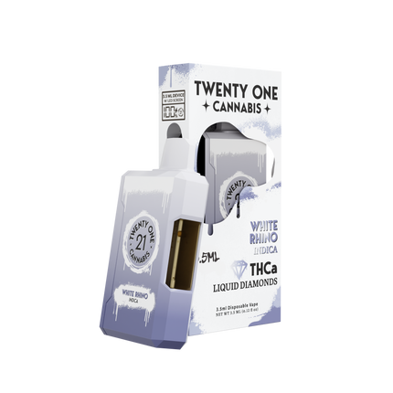 TWENTY ONE CANNABIS THCA 3.5ML LIQUID DIAMONDS DISPOSABLE VAPE – WHITE RHINO (INDICA) 6PK