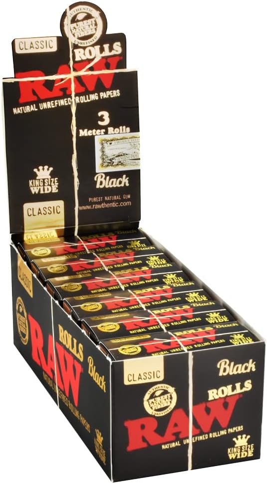 RAW BLACK CLASSIC ROLLS KING SIZE WIDE 12/BOX