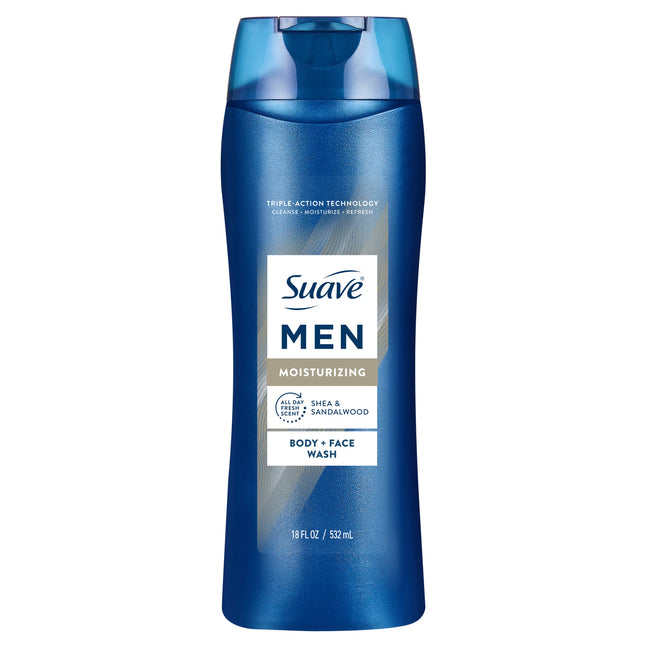SUAVE MEN MOISTURIZING BODY + FACE WASH SHEA & SANDALWOOD 1COUNT