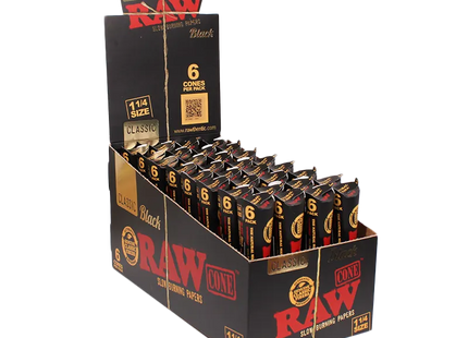 RAW BLACK CLASSIC 1 1/4 CONES 32 x 6COUNT