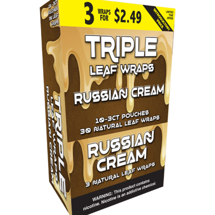 TRIPLE LEAF WRAPS 3 FOR $2.49 RUSSIAN CREAM - 10 PACK