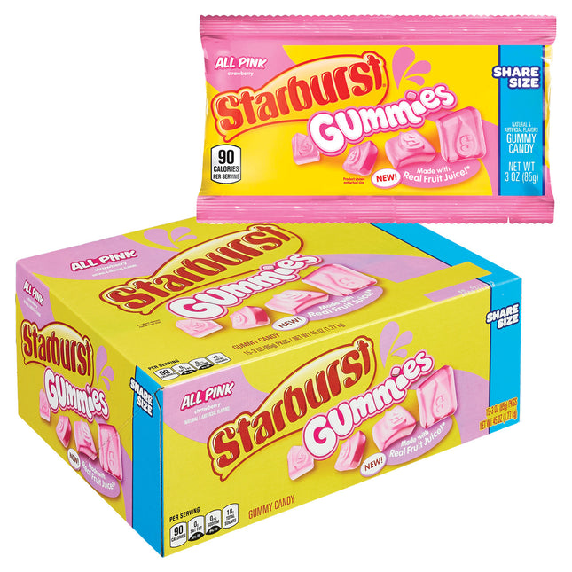 STARBURST 3oZ SHARE SIZE GUMMIES ALL PINK 15PACKS