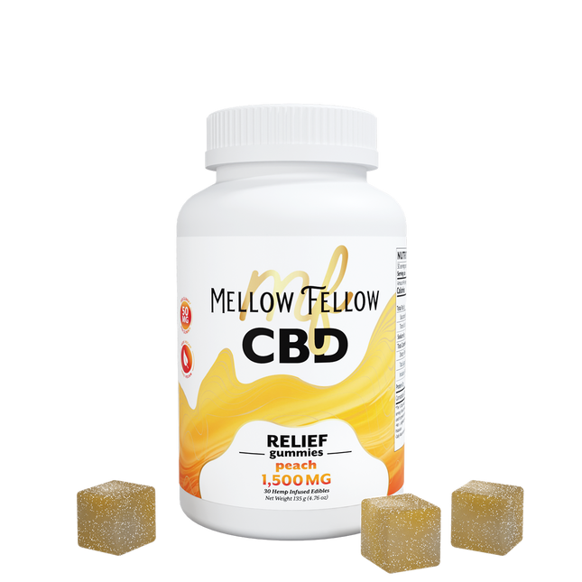 MELLOW FELLOW CBD 1500MG RELIEF GUMMIES PEACH 30 COUNT