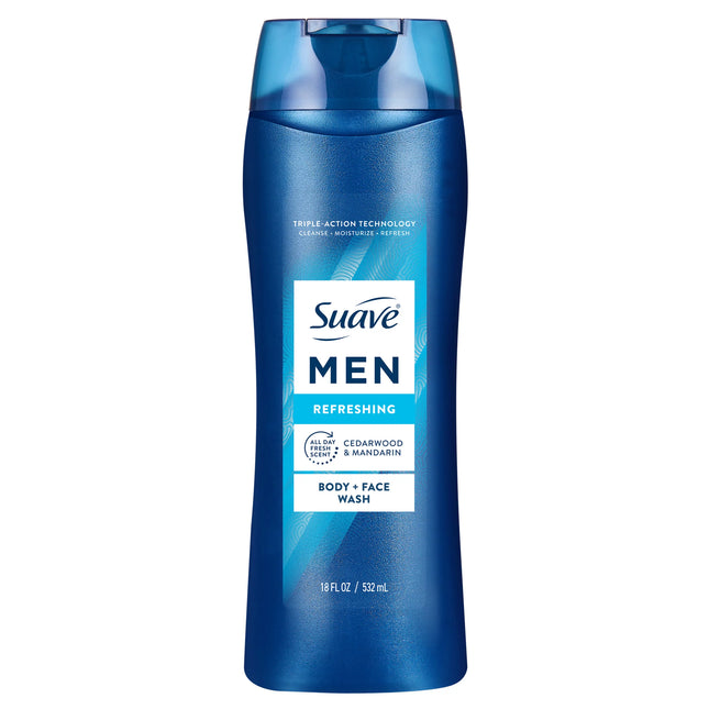 SUAVE MEN 18OZ REFRESHING BODY + FACE WASH CEDARWOOD & MANDARIN 1COUNT