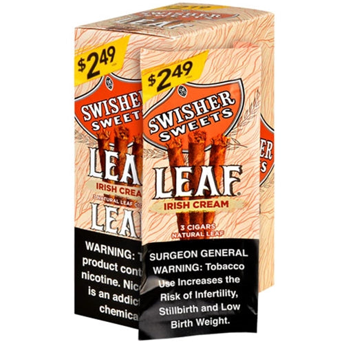 SWISHER LEAF CIGARS 3 FOR $2.49 IRISH CREAM 10PACKS