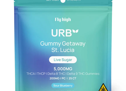 URB LIVE SUGAR 5000MG GUMMY GETAWAY ST.LUCIA SOUR BLUEBERRY 6PACK