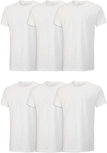 T SHIRT WHITE ROUND  6 PACK