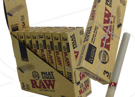 RAW CLASSIC 3PK PHAT STOGEE 100 x 11MM PAPER WITH WOODEN TIP COUNT