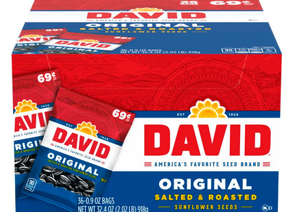 DAVID SUNFLOWER SEEDS 0.8oZ PACK ORIGINAL PRE-PRICED 0.69$ 36PACKS