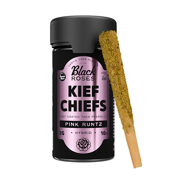 Black Roses Kief Chiefs Coated THCA Pre-Rolls | (10ct) 20g  Pink Runtz – Hybrid