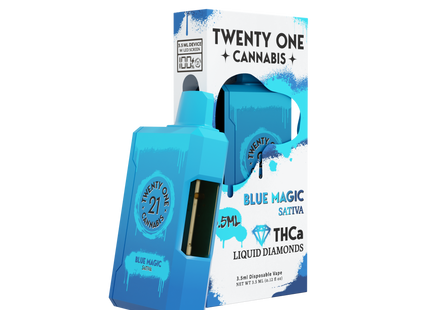TWENTY ONE CANNABIS THCA 3.5ML LIQUID DIAMONDS DISPOSABLE VAPE – BLUE MAGIC (SATIVA)