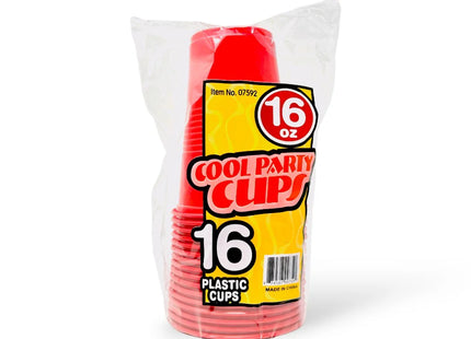 PLASTIC CUPS RED 16 OZ - 16CT