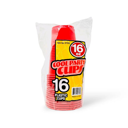 PLASTIC CUPS RED 16 OZ - 16CT