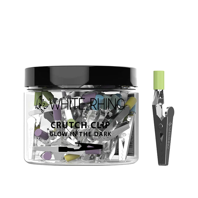 WHITE RHINO CRUTCH CLIP- GLOW IN THE DARK - 50 CT JAR