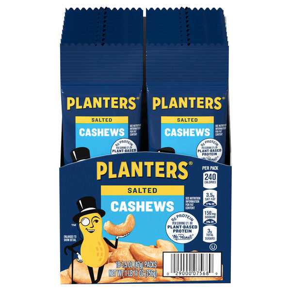 PLANTERS 1.5oZ SNACK SALTED CASHEWS 18PACK
